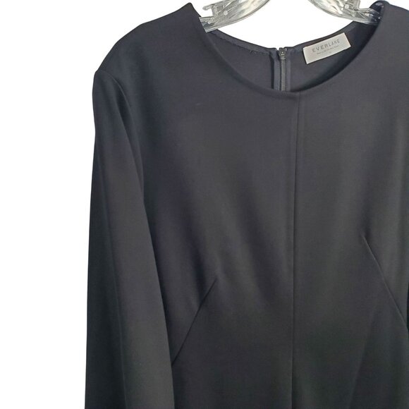 Everlane Size 14 Dress Ponte Knit The Long Sleeve Shift Minimalist Capsule Black - Picture 5 of 10
